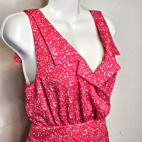 BCBG Generation Raspberry Pink Printed Dress Size 4 V-Neck BCBGeneration - Picture 3 of 10